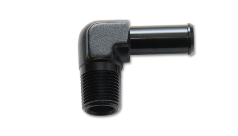 Vibrant 11232 3/8 NPT to 1/2in Barb Straight Fitting 90 Deg Adapter - Aluminum