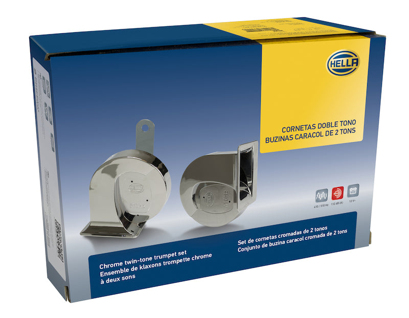 Hella 7728883 Horn Kit Bx Chrome Trumpet 12V Univ