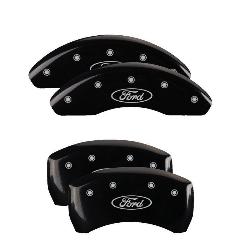 MGP 10260SFRDBK 4 Caliper Covers Front and Rear 22-24 fits Ford Maverick Powder Coat Finish - Blk w/ Silv. Ford Logo