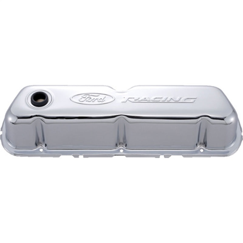 Ford Racing 302-070 Embosses Logo Stamped Steel Valve Cover Chrome