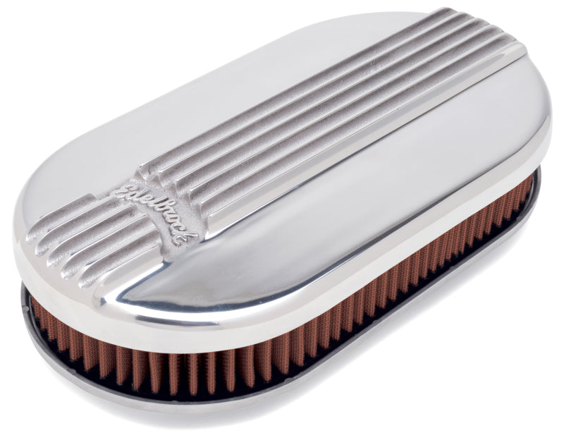 Edelbrock 4115 Air Cleaner Classic Series Oval Aluminum Top Cloth Element 17 5In X 9 35In X 3 9In