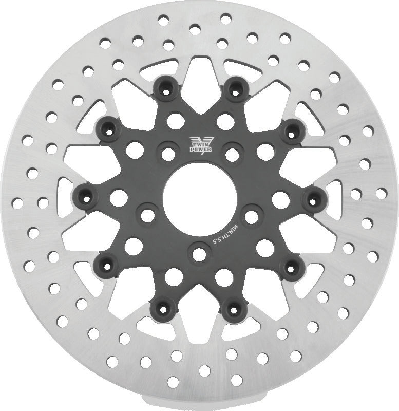 Twin Power 666826 08-Up FLH FLT Rear 11.8in Floating Rotor Mesh Black