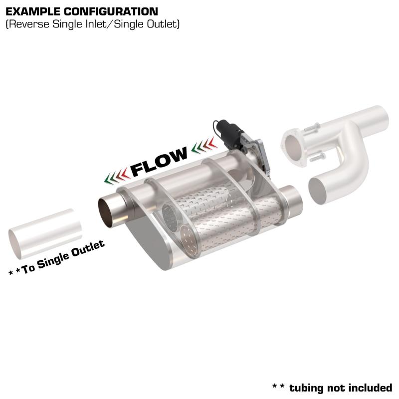 QTP 13303C 3in Weld-On Reverse 304SS Screamer Muffler Short Case w/Bolt-On QTEC Electric Cutout