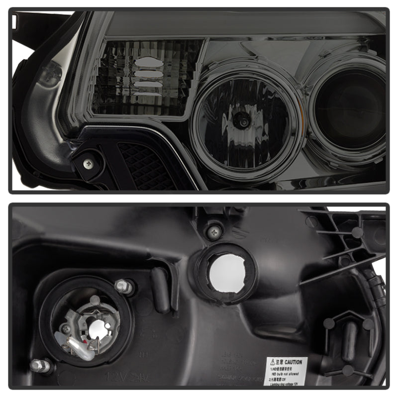 SPYDER 5081728 fits Toyota Tacoma 12-16 Projector Headlights Light Bar DRL Smoke