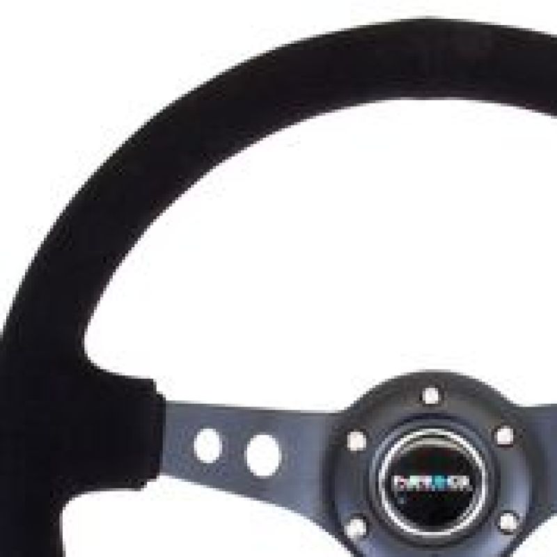 NRG RST-006-S RST-006-S Reinforced Steering Wheel Blk Suede/Blk Stitch w/Black
