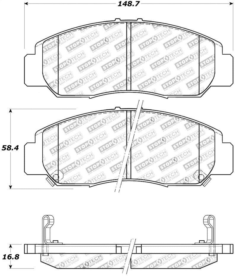 Stoptech 308.0959 Street Touring 03-07 Honda Accord V6 A/T Front Brake Pads