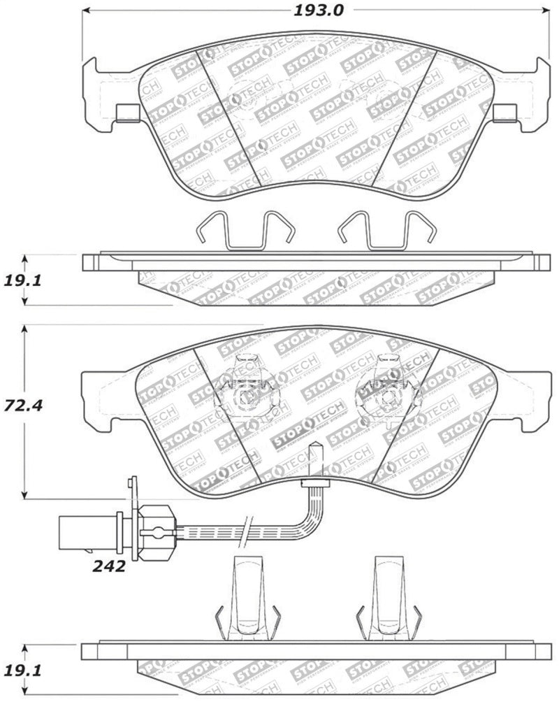 Stoptech 308.1024 Street Touring 07-10 Audi S6/S8 Front Brake Pads
