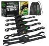 Rhino USA TD-RSRE1X10-BLK-R Retractable Ratchet Straps (4Pk 1Inx10Ft) (Black)