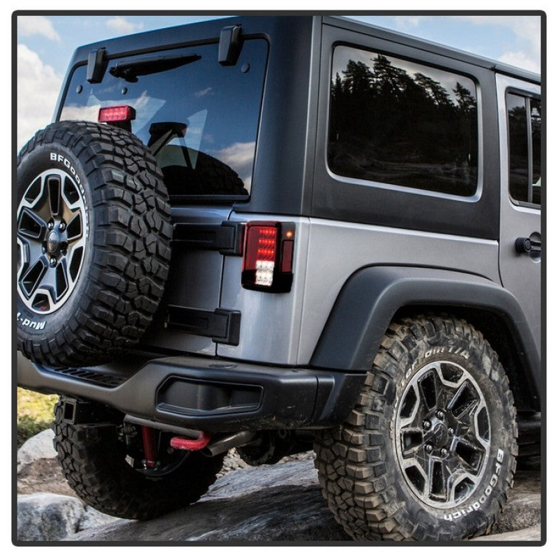 Spyder 5070401 fits Jeep 07-15 Wrangler LED Tail Lights Red Clear ALT-YD-JWA07-