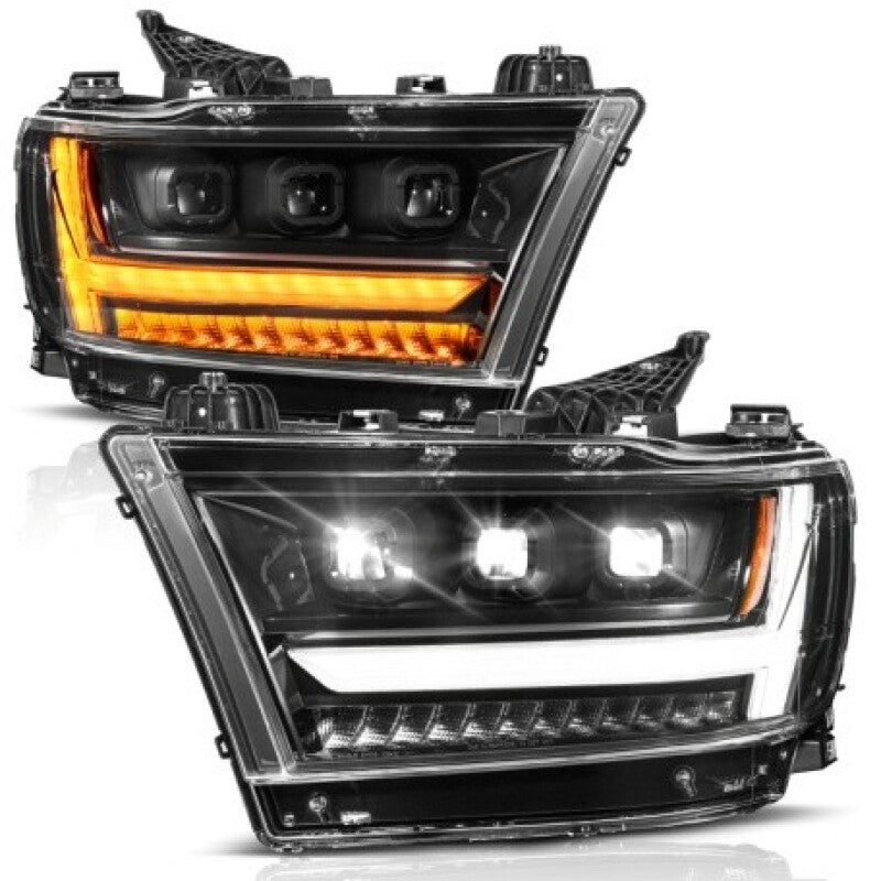 ANZO 111628A-L 19-24 fits RAM 1500 (New Body/OE Halogen) Full LED Proj Headlights DRL/SeqSig Black - Driver Side