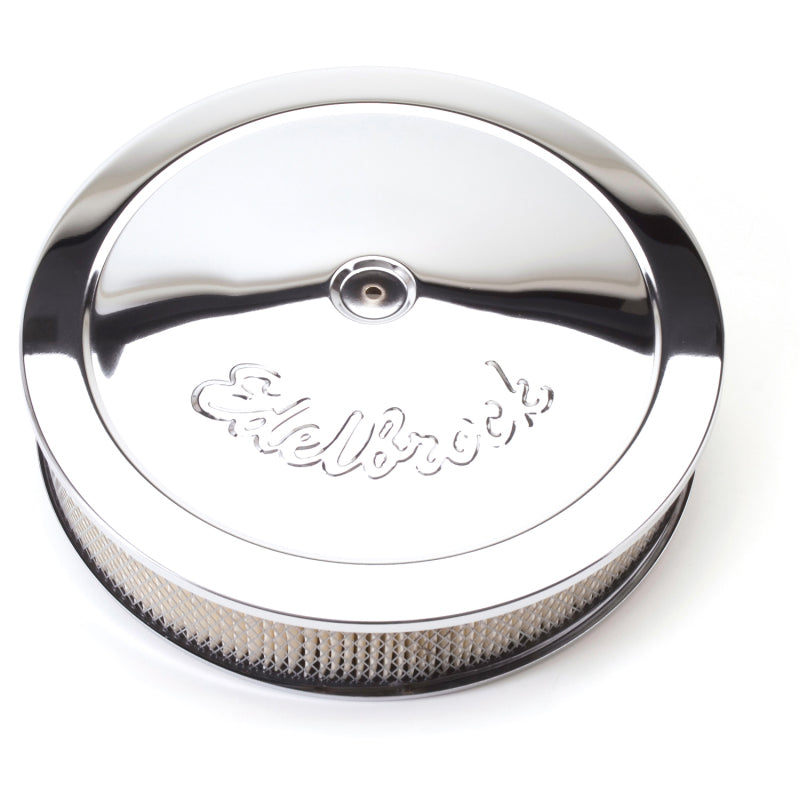 Edelbrock 1221 Air Cleaner Pro-Flo Series Round Steel Top Paper Element 14In Dia X 3 75In Dropped Base
