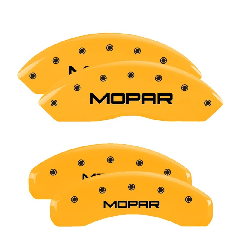 MGP 42019SMOPYL 4 Caliper Covers Engraved Front & Rear fits Mopar Yellow Finish