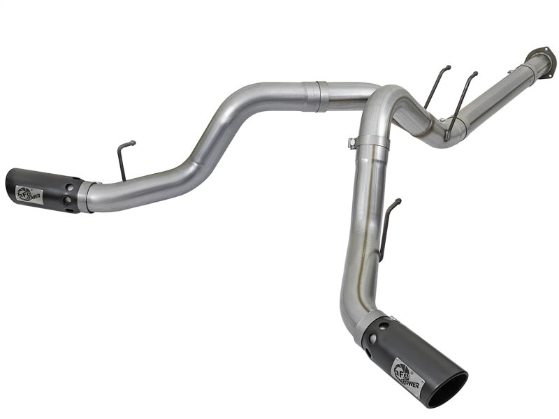 AFE 49-43092-B Bore-HD 4in 409 Stainless Steel DPF-Back Exhaust w/Black Tip 201