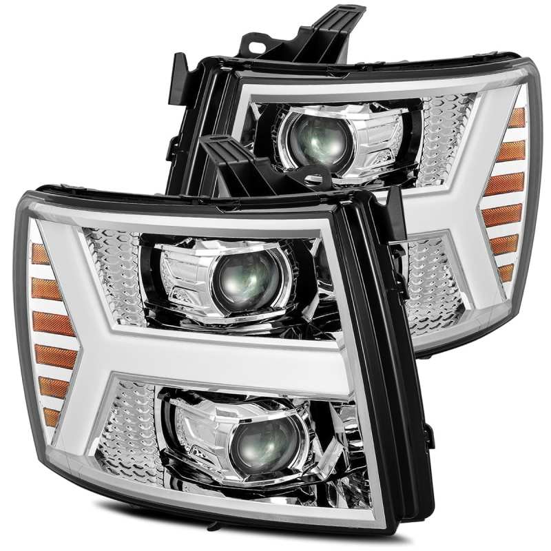 AlphaRex 880222 fits Chevy 07-13 1500 LUXX LED Proj Headlights Plank Design Chr