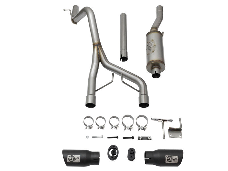 AFE 49-48056-B Series CB 2.5in Dual Center Exit SS Exhaust w/ Black Tips 07-15