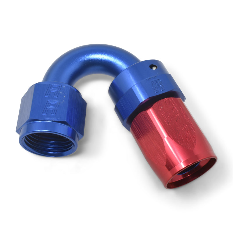 Russell 613460 Performance -8 AN Red/Blue 150 Degree Full Flow Swivel Hose End (With 3/4in Radius)