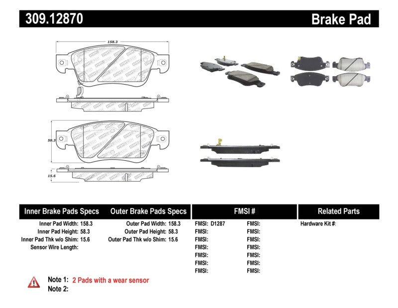 Stoptech 309.1287 Performance 07-08 Infiniti G35 2WD Sedan / 08 Infiniti G37 Coupe Front Brake Pads