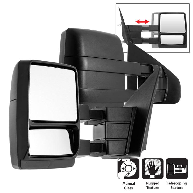 9935350 Xtune Pair fits Ford 04-14 Superduty Manual Telescoping Mirrors MIR-FF