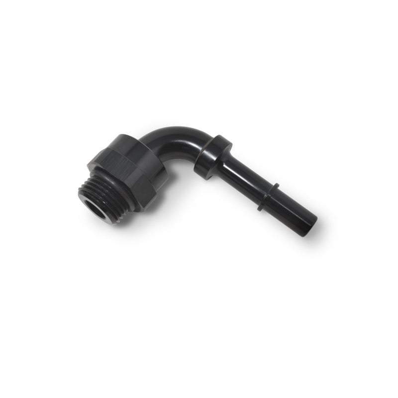 Russell 644063 Performance Adpt Fitting 3/8in SAE Qck Dis Male to #8 SAE Port Male Swvl End 90 Deg Blk Anod