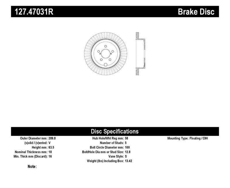 Stoptech 127.47031R Slotted & Drilled Sport Brake Rotor