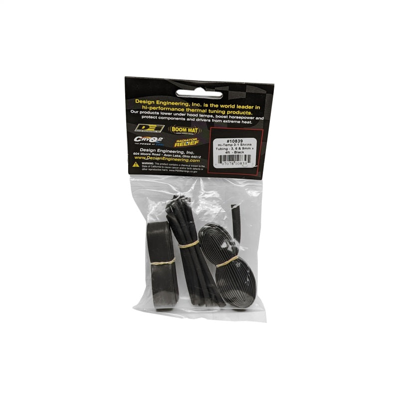 DEI 10839 Hi-Temp Shrink Tube Kit - 3/6/9mm x 4ft - Black