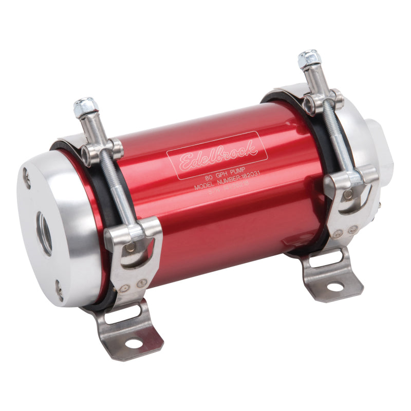 Edelbrock 182031 Fuel Pump Electric Quiet-Flo EFI 80 GPH -10 In -10 Out Red/Clear