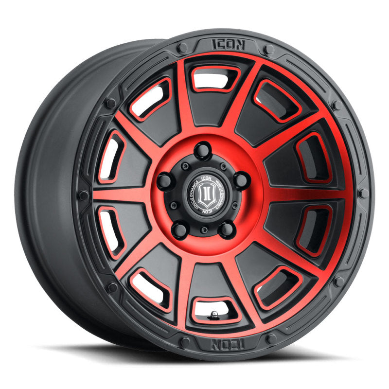 ICON 3017857345SBRT fits Victory 17x8.5 5x5 -6mm Offset 4.5in BS Satin Black w/Red Tint Wheel