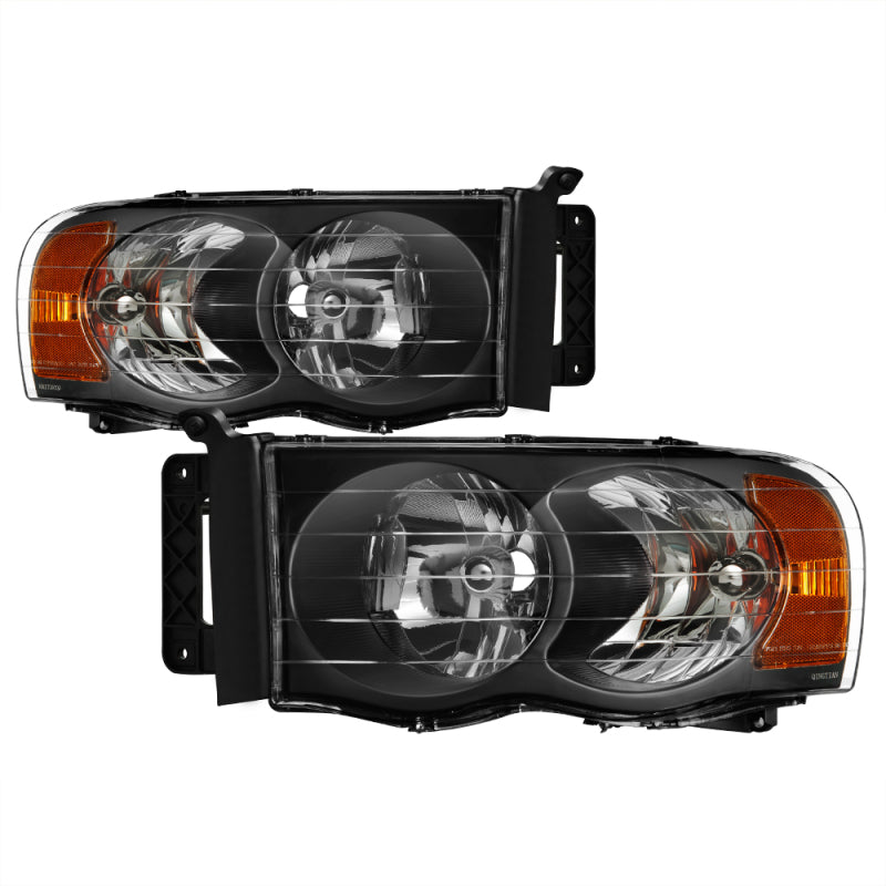 5014313 Xtune fits Dodge 02-05 Ram 1500 Amber Crystal Headlights Black HD-JH-D