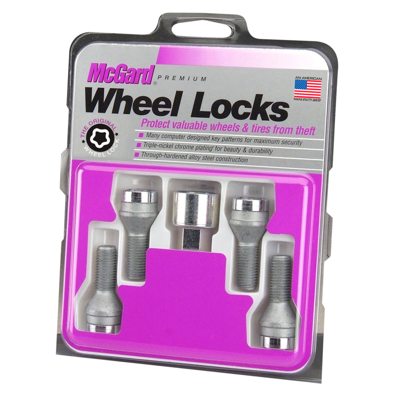 McGard 27222 Wheel Lock Bolt Set - 4pk. (Cone Seat) M14X1.5 / 17mm Hex / 27.5mm Shank Length - Chrome