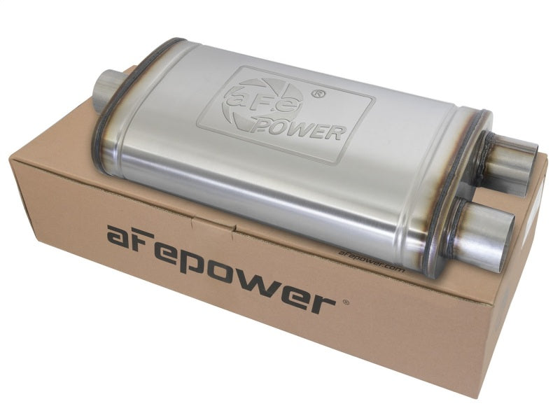 AFE 49M00015 rce XP SS Muffler 3in Center Inlet / 3in Offset Outlet 22in L x 11