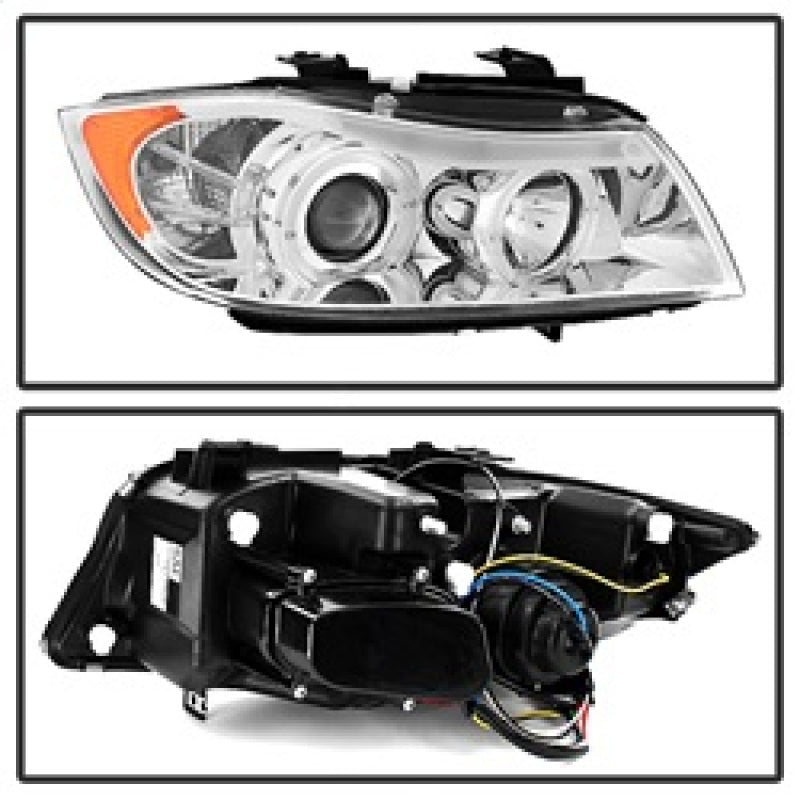 Spyder 5009012 fits BMW 06-08 E90 3-Series Projector LED Halo Amber Reflctr Rpl