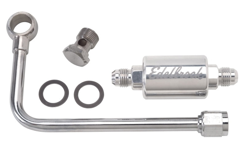 Edelbrock 8131 3/8In Hard Fuel Line w/ -6 B-Nut and Polished Filter