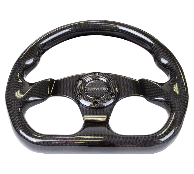 NRG ST-009CF ST-009CF/BK Carbon Fiber Steering Wheel Flat Bottom w/Shiny Black