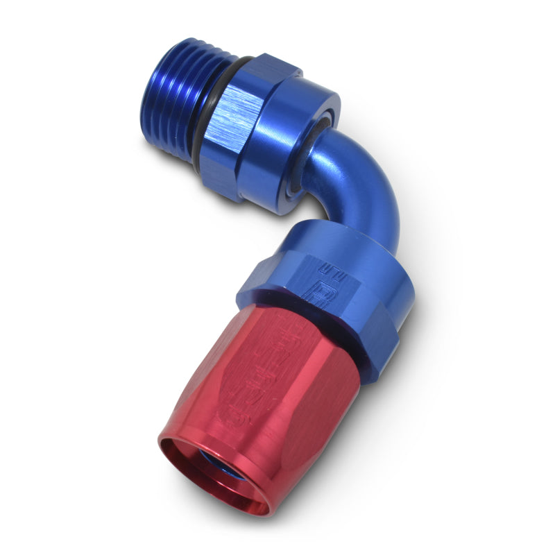 Russell 612460 Performance Hose End #6 Hose to #6 Radius Inlet Port Swivel 90 Deg Red/Blue