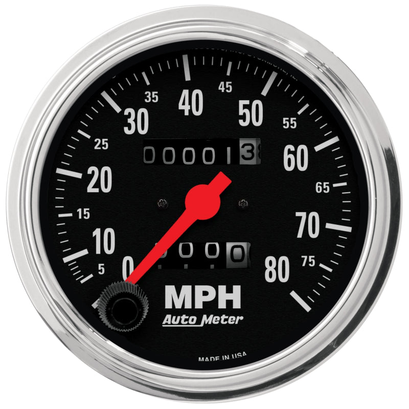 AutoMeter 2490 Autometer Traditional Chrome 3-3/8in 80 MPH Mechanical Speedometer