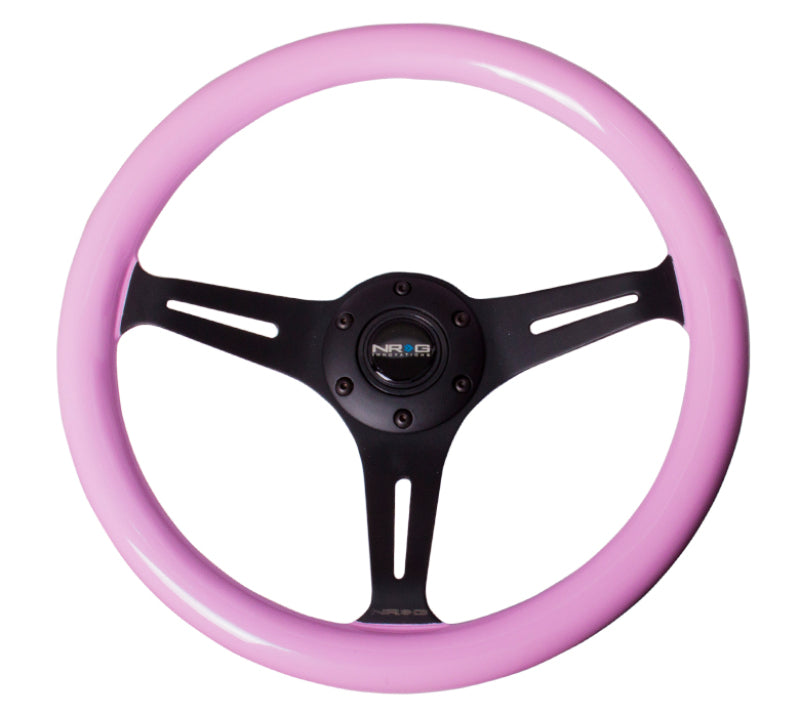 NRG ST-015BK-PK ST-015BK-PK Classic Wood Grain Steering Wheel Solid Pink