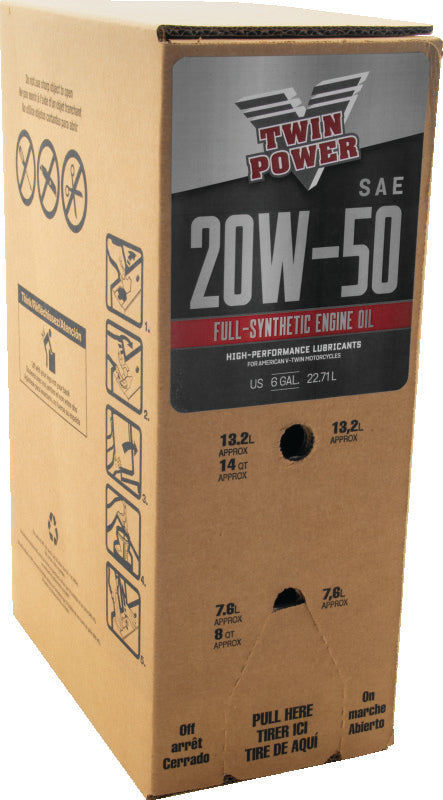 Twin Power 539027 20W50 Synthetic Oil 6 Gallon Bag In Box