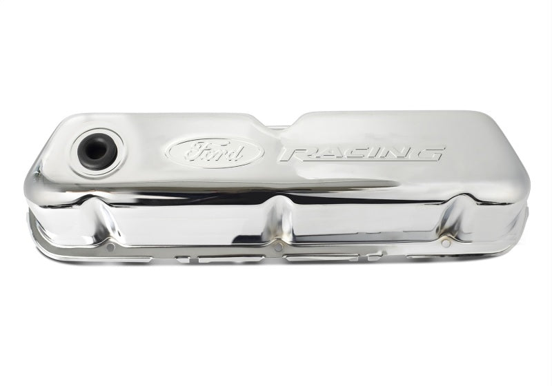 Ford Racing 302-070 Embosses Logo Stamped Steel Valve Cover Chrome