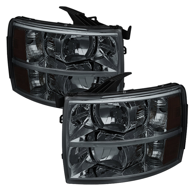 5077349 Xtune fits Chevy 07-13 Silverado Crystal Headlights Smoked HD-JH-CS07-