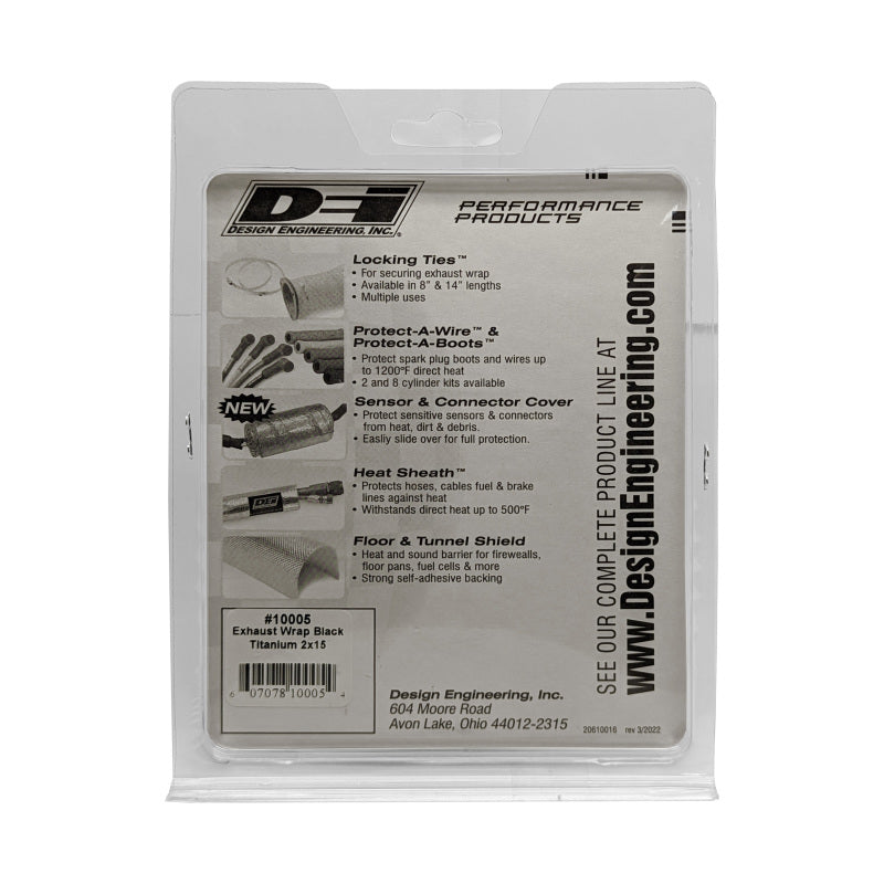 DEI 10005 Exhaust Wrap 2in x 15ft - Titanium - Black