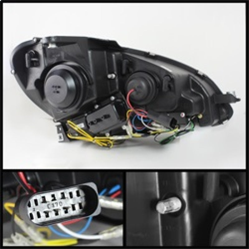 Spyder 5074249 fits Mercedes Benz W204 C-Class Projector Halogen Model- DRL Blk