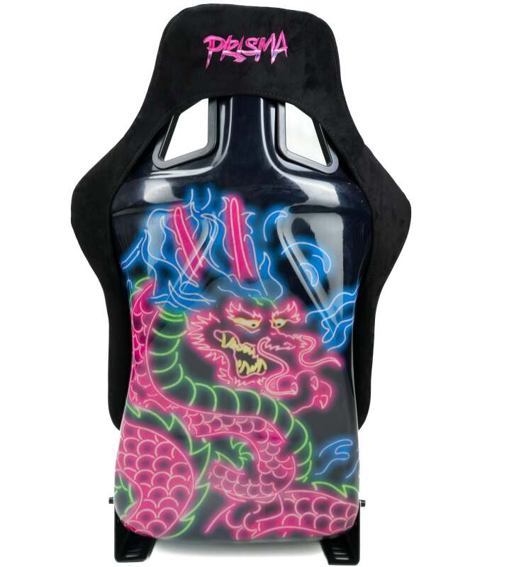NRG FRP-302BK-DRGN-N FRP Bucket Seat (Large) Black Alcantara w/ Dragon Livery