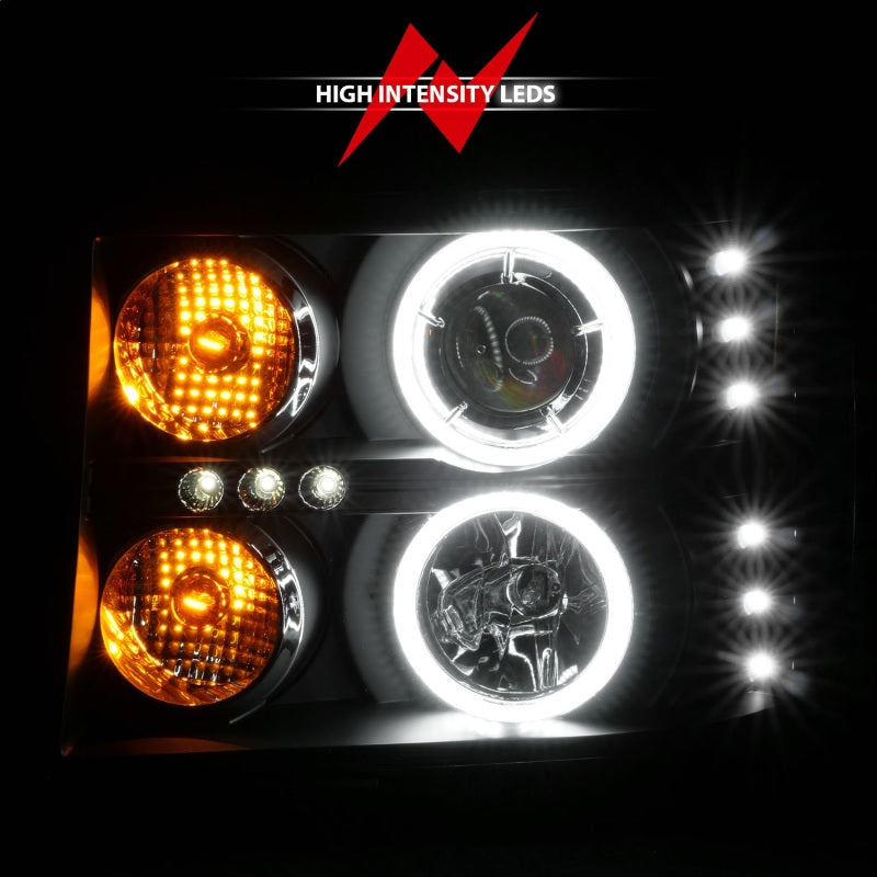 ANZO 111125 2013 Gmc Sierra 1500 Projector Headlights w/ Halo Black