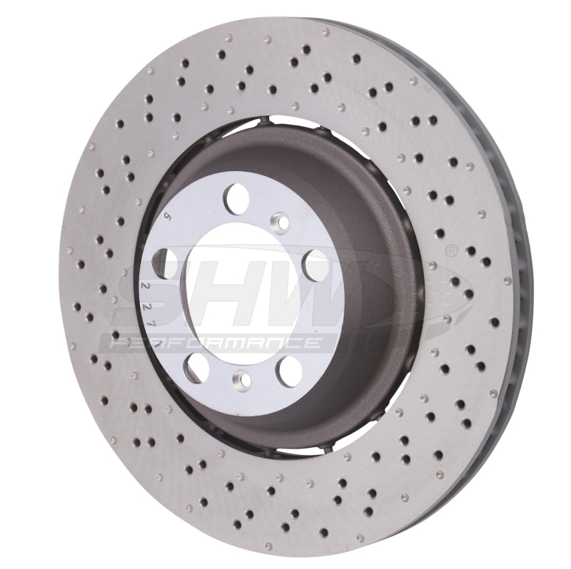 SHW Performance PRL41587 SHW 18-19 fits Porsche 911 GT3 4.0L w/o Ceramics Left Rear Drill-Dimp LW Brake Rotor (99135240780)