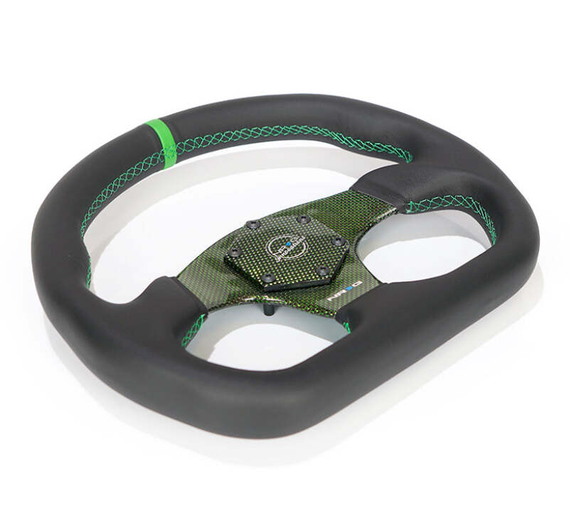 NRG RST-024CF RST-024CF/GN Carbon Fiber Flat Bottom Steering Wheel Green CF