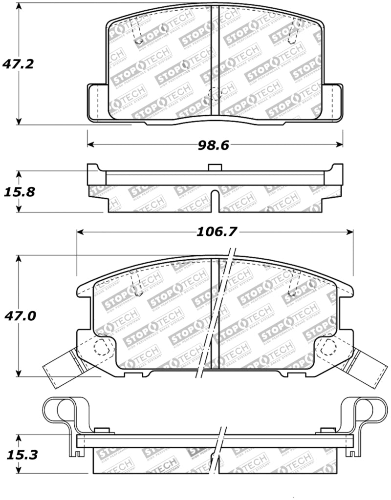 Stoptech 308.0657 Street Touring 1/90-95/00-05 Toyota MR2/Spyder Rear Brake Pads