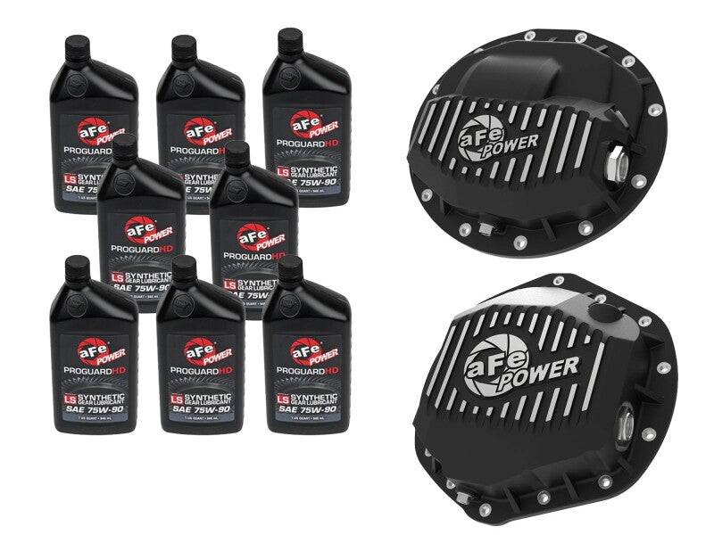 aFe 46-7701AB Power Front/Rear Diff Cover Kit w/ Oil 13-18 fits Dodge L6 Trucks (AAM 9.25-12 & AAM 11.5/12-14)
