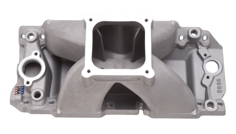 Edelbrock 2896 Manifold BBC Short Deck Super Victor 565 Conventional Rect Port Heads