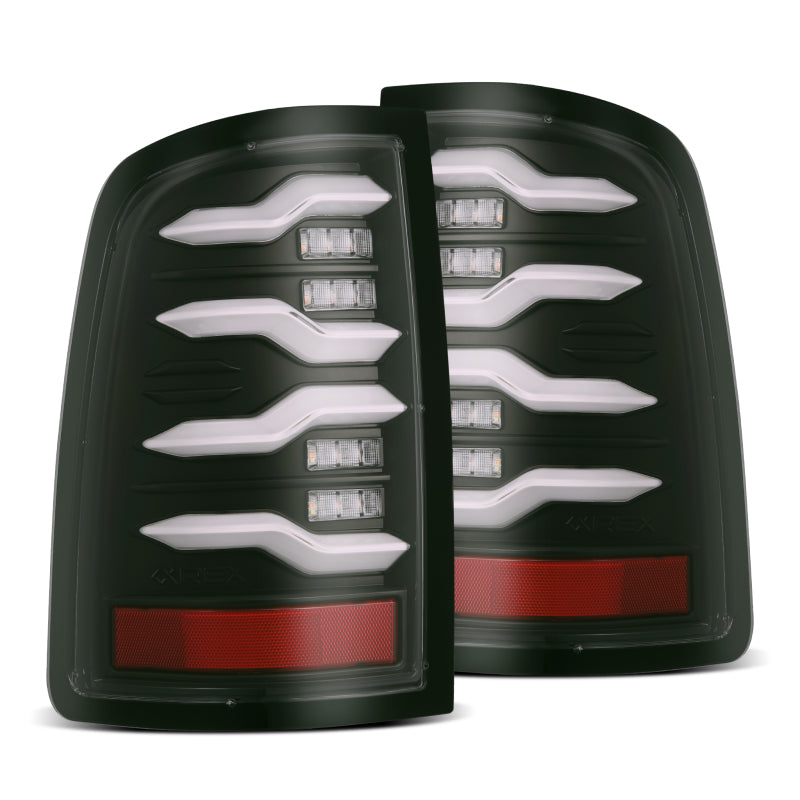 AlphaRex 640004 09-18 fits Dodge Ram Luxx-Series LED Tail Lights Black w/ Act