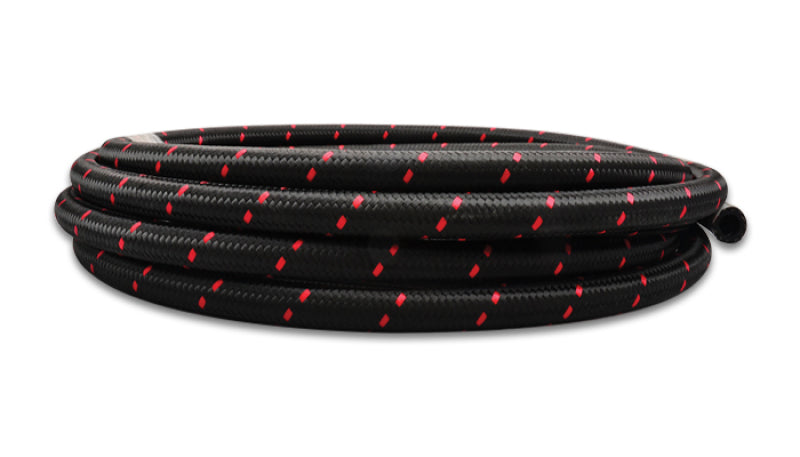 Vibrant 11964R -4 AN Two-Tone Black/Red Nylon Braided Flex Hose (10 foot roll)